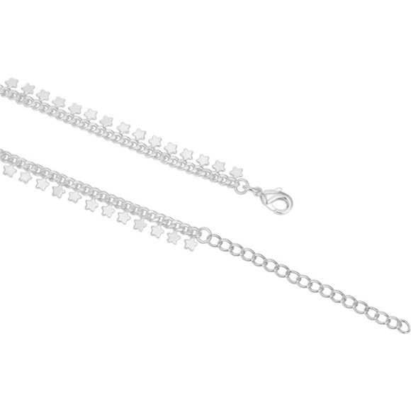 14K Gold Plated Charm Link Chain Anklets for Women | Dainty Cubic Zirconia Boho - Picture 3 of 6